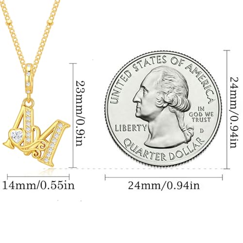 TIZU Initial Necklaces for Women - Dainty 14K Gold Plated Letter Pendant Trendy Personalized Initial A-Z Necklaces Jewelry Gift - color: Gold-M