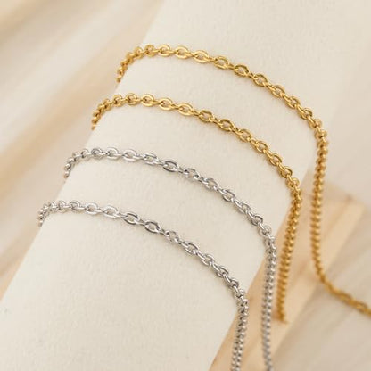 SMYHTGLIF 32.8 Feet Stainless Steel Chain for Jewelry Making 2 Rolls Chain | Gold and Silver Jewelry Making Chains Craft Chain Roll Oval Cable Bulk Chain DIY Jewelry Supplies - size: 4.1×3mm