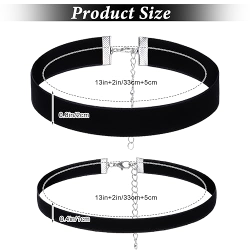 Gjinxi 2Pcs Black Choker Necklace Set, Gothic Black Velvet Choker Necklace for Women, Valentines Day Birthday Gifts, Halloween Cosplay Jewelry