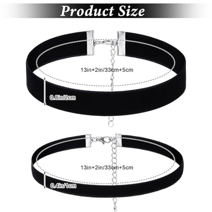 Gjinxi 2Pcs Black Choker Necklace Set, Gothic Black Velvet Choker Necklace for Women, Valentines Day Birthday Gifts, Halloween Cosplay Jewelry