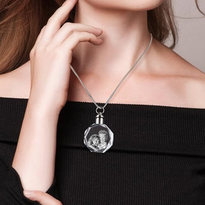 Farfume Personalized Photo Necklace for Women/Men, Memorial Jewelry Gifts | Holds 2 Pictures Pendant, Custom Engraved Text, Beautiful Locket for Girls, Durable Stainless Steel, Mothers Day Gifts - color: Crystal Irregular Necklace