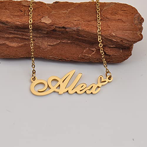 HUAN XUN Custom Name Necklace for Women Stainless Steel Customized Jewelry | 18k Gold Plated Nameplate Heart Pendant,Adjustable Delicate Chain,Personalized Gifts for Mother Day Christmas Birthday - color: Ariana - Gold