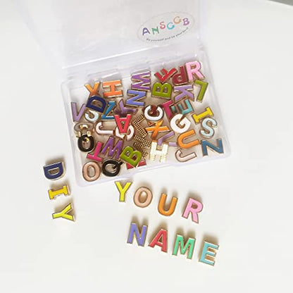 52Pcs Alloy Enamel Letter Shape Beads. | Capital Alphabet 2 Sets of A-Z Charm Beads for DIY Bracelet Necklace Jewelry Making
