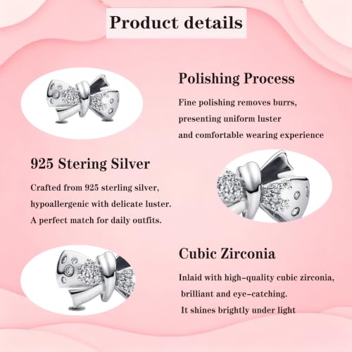 925 Sterling Silver Charms Pendants Mom Heart Dog koi fish Sea Turtle Football Charms for bracelet Pendants Beads Mom Sister Wife Family, Friends, Birthday gifts - style: Bow Charm-Silvr