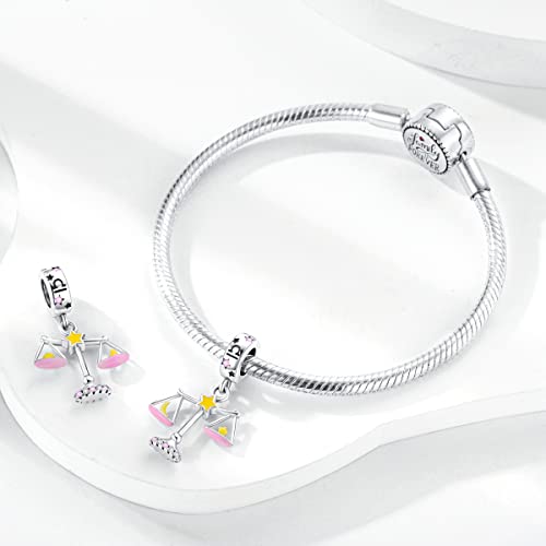Zodiac Sign Charms for Bracelet Necklace 925 Sterling Silver Charms 12 Constellation/Horoscope Star Dangle Birthstone Beads, Birthday Jewelry Gifts for Women Men - color: Zodiac Libra(9.23～10.22)