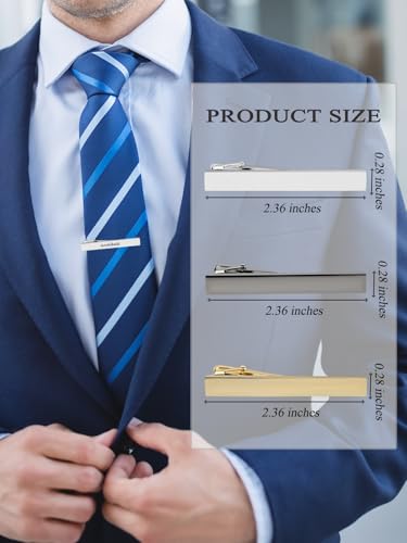 Jovivi Personalized Custom Tie Clip Bar for Men Engraved Tie Clips Pin, Groomsmen Mans Fathers Day Wedding Gift - color: Engraving(Silver)