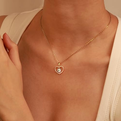 2 PCs Gold Plated Necklace Set for Women - Non Tarnish Jewelry Gift with Fashion Design - style: Evil Eye 1