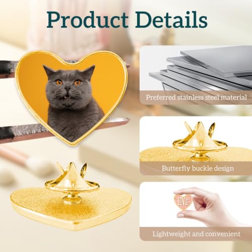 Custom Pins with Logo - Customized Buttons for men Women Customized pin - color: Heart and Gold