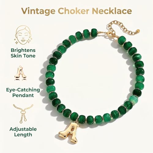 Initial Beaded Necklaces for Women,14K Gold Plated Bubble Letter Pendant Jewelry Gifts - color: acrylic neccklace-a