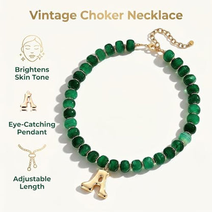 Initial Beaded Necklaces for Women,14K Gold Plated Bubble Letter Pendant Jewelry Gifts - color: acrylic neccklace-a