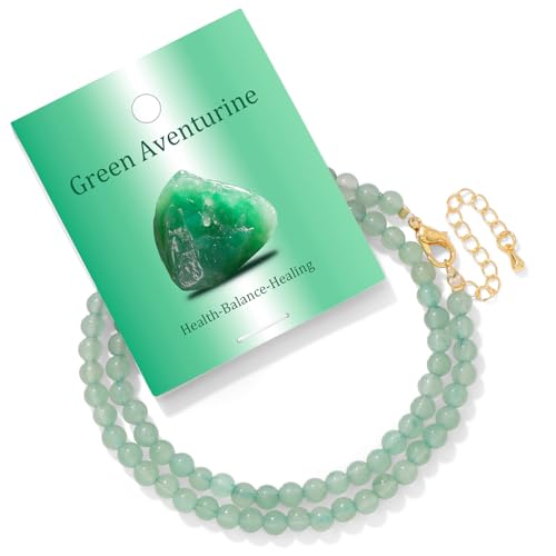Turquoise Natural Stone Necklace for Women 4mm Handmade Crystal Choker Bead Necklace Gemstone Necklace Healing Crystal Jewelry for Women - color: Green Aventurine, size: 4mm