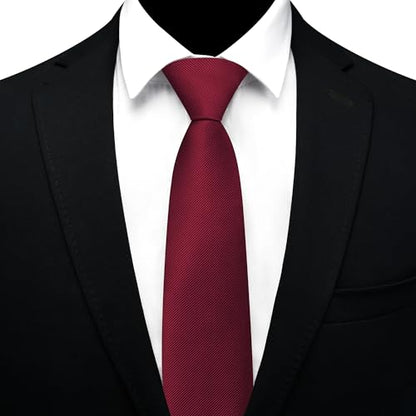 GUSLESON 3.15"（8cm） Mens Pre-tied Adjustable Zipper Tie Solid Necktie for Business and Wedding - color: Burgundy
