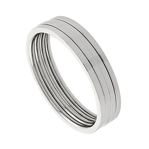 Sabrina Silver 316L Stainless Steel Pipe Cut 1mm Toe Ring Wedding Band Midi Ring for Women Very Thin Stackable Polished Comfort Fit sizes 1-6 - style: 4-Piece Pack