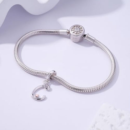 Letter Charms for Pandora Bracelets 925 Sterling Silver Alphabet Initial Charms Bead Jewelry Gift for Women - style: Initial C