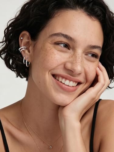 ChicSilver 925 Sterling Silver Hoop Earrings for Women Silver Huggie Hoops | Hypoallergenic 925 sterling silver hoops in 8/10/12/14/16/18/20MM, available in Gold/Silver/Rose Gold/Black. - color: Silver, size: 16mm