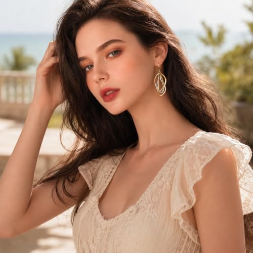 Two Tone Twisted Drop Earrings for Women Gold and Silver Dangle Earrings | Hypoallergenic Mixed Metal Earrings 14K Gold and Silver Plated Dangly Leverback Earrings Trendy Jewelry Gifts - color: Gold Silver Two Tone