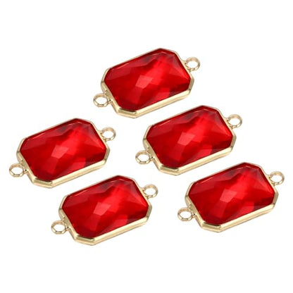 PATIKIL Birthstone Connector Link, Diamond Clear Charm Links, Glass Jewelry Findings Crystal Bead Link for Drop Dangle Pendants Necklace Bracelet Earring - color: Red