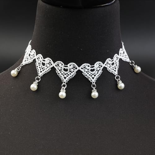 LINKY 10pcs White Lace Choker Necklace Women Jewelry Set - color: Silver