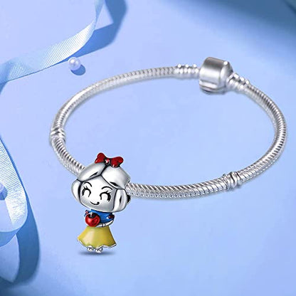 925 Sterling Silver Charms for Bracelets and Necklaces Beads Charms Jewelry Gift for Women - color: Snow White Charm