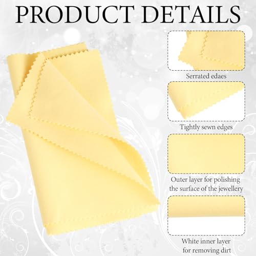 12 Pcs Jewelry Cleanning Cloth with Tube 7 x 6 Inch Silver Polishing Cloth Brass Cleaner for Sterling Silver Brass Gold Copper, Individually Wrapped(Yellow) - color: Yellow