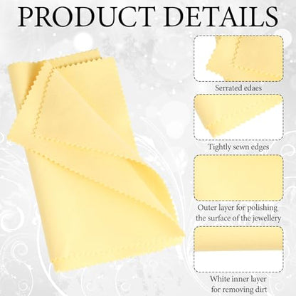 12 Pcs Jewelry Cleanning Cloth with Tube 7 x 6 Inch Silver Polishing Cloth Brass Cleaner for Sterling Silver Brass Gold Copper, Individually Wrapped(Yellow) - color: Yellow