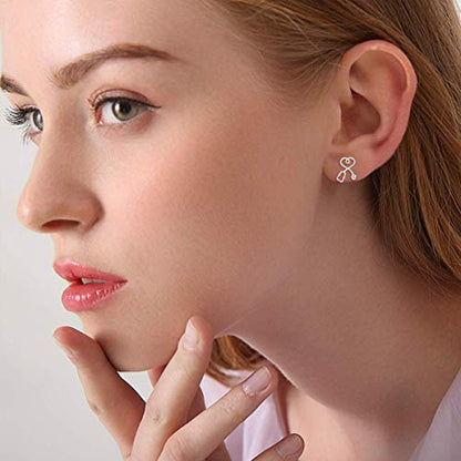 Stethoscope Earrings 925 Sterling Silver Heart Studs Earrings 12 Months Birthstone Crystals from Austria, Graduation Jewelry Gifts for Nurse Doctor RN Medical Student - color: Simulated Diamond