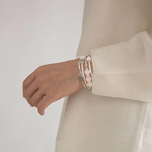 FULU AUTUMN Stackable Beaded Bracelets for Women Boho Wrap Silver Bracelet Layered Fashion Jewelry Gifts for Her - color: 17-White