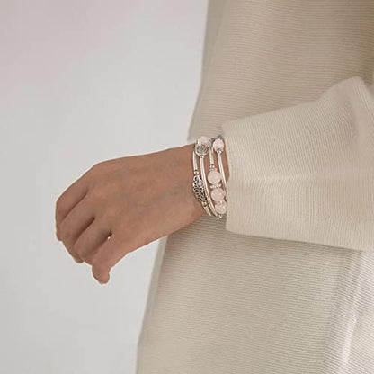FULU AUTUMN Stackable Beaded Bracelets for Women Boho Wrap Silver Bracelet Layered Fashion Jewelry Gifts for Her - color: 17-White