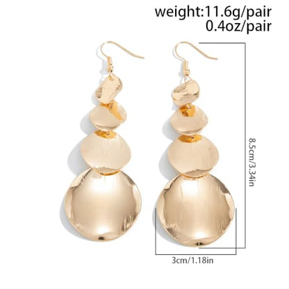 Gold Disc Tassel Dangle Drop Earrings for Women Layered Sequins Dangling Earring Sparkling Hanging Statement Jewelry Gift - color: gold3