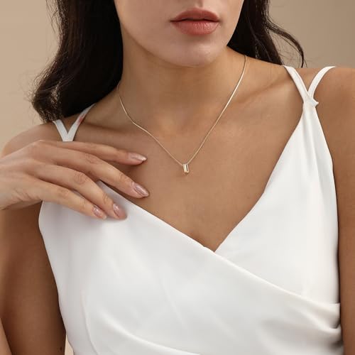 14K Gold Plated Bubble Letter Necklace, Tarnish Free and Waterproof Dainty Initial Necklace for Women, Trendy Personalized Gold Jewelry Gift for Her - color: Gold, style: I