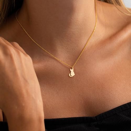 LLWOM Gold Necklace for Women-14k Gold Plated Infinity Necklace Star Of David Necklace Evil Eye Cross Pendants Heart Dainty Gold Necklace For Women - color: Gold-Cat