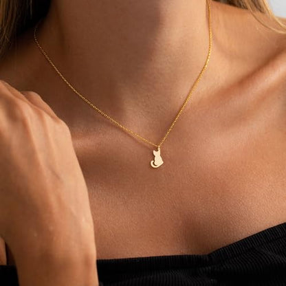 LLWOM Gold Necklace for Women-14k Gold Plated Infinity Necklace Star Of David Necklace Evil Eye Cross Pendants Heart Dainty Gold Necklace For Women - color: Gold-Cat