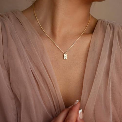 Initial Necklace for Women, Dainty 14K Letter Gold Necklace Choker Name Necklaces Simple custom Initial Necklaces for women Personalized gold Jewelry Gift - color: F