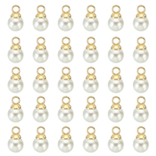 PATIKIL Pearl Charm, 100pcs Pearl Beads Faux Pearl Pendant Charm DIY for Jewelry Making Bracelets Earrings Necklace Crafts - color: Golden Beige, size: 5mm
