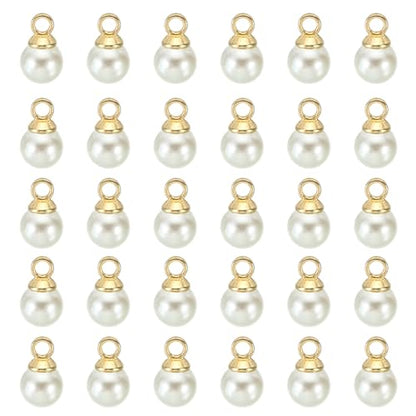 PATIKIL Pearl Charm, 100pcs Pearl Beads Faux Pearl Pendant Charm DIY for Jewelry Making Bracelets Earrings Necklace Crafts - color: Golden Beige, size: 5mm