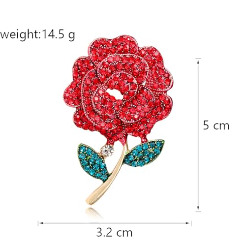 Rhinestone Flower Pin Camellia Drop Oil Brooch Big Large Rose Bouquet Brooch Pin Pearl Daisy Peony Brooch Lapel Pins Elegant Clothing Hat Bag Skirt Accessories for Women - color: Red1
