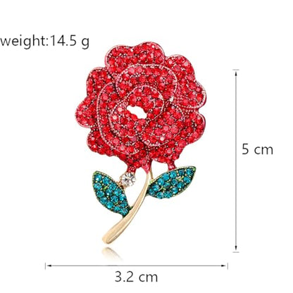 Rhinestone Flower Pin Camellia Drop Oil Brooch Big Large Rose Bouquet Brooch Pin Pearl Daisy Peony Brooch Lapel Pins Elegant Clothing Hat Bag Skirt Accessories for Women - color: Red1