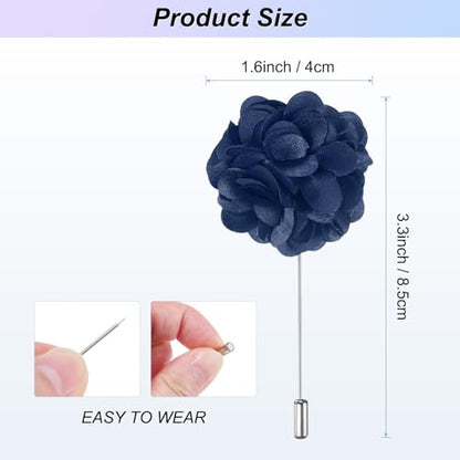 M METERXITY Flower Lapel Pins for Men, Boutonnieres Pin Camellia Flower Groom Boutonnieres for Wedding/Graduation - color: Navy Blue