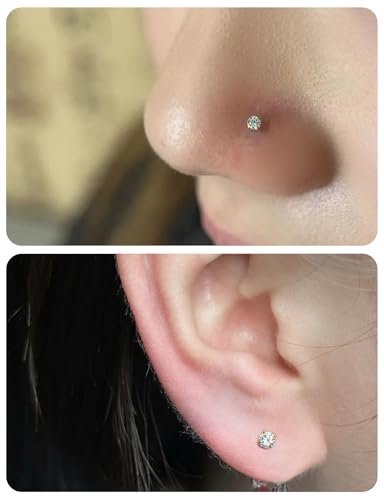 20G 18G 16G 14K Gold Filled Threadless Flat Back Earrings Studs Surgical Stainless Steel Opal CZ Nose Rings Studs Tragus Helix Conch Cartilage Earrings Piercing Jewelry For Women Men Silver - color: 14K Gold Filled, size: 20 Gauge-7MM Bar