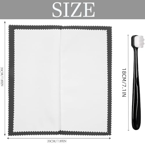 6pcs Silver Jewellery Cleaner Kit,Silver Polishing Cloth Jewelry, 4 Polishing Cloths & 2 PCS Ultra-Soft Brushes (Flat & Wave) for Cleaning Gold, Diamonds, Platinum, Gemstones, Coins