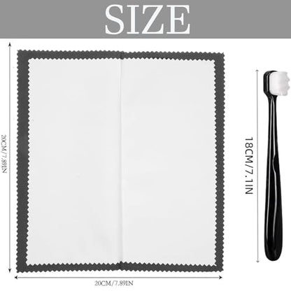 6pcs Silver Jewellery Cleaner Kit,Silver Polishing Cloth Jewelry, 4 Polishing Cloths & 2 PCS Ultra-Soft Brushes (Flat & Wave) for Cleaning Gold, Diamonds, Platinum, Gemstones, Coins