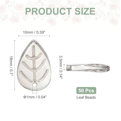 PATIKIL Leaf Beads, 50Pcs Crystal Translucent Czech Glass Beads for DIY Jewelry Making Bracelets Necklace, Clear Grey - color: Grey
