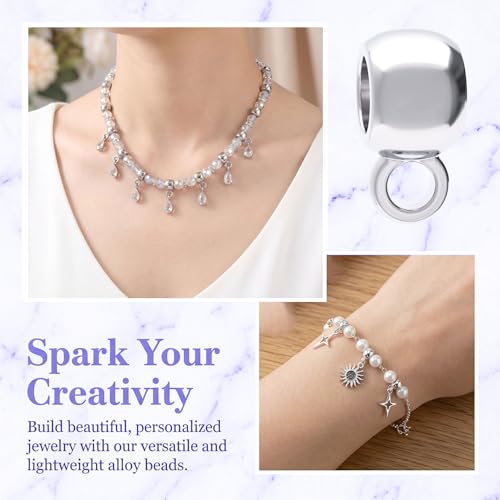 Joez Wonderful Links Bail Beads, Hypoallergenic Alloy Column Spacer Beads - color: 100 Silver, L