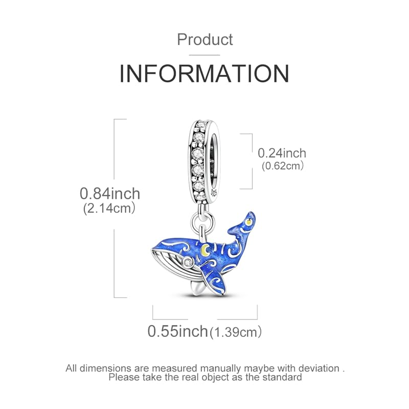 Birthday Fashion Heart Dangle Charm for Bracelets and Necklace Pendant Bead Charms Jewelry Present for Women Family Friends - style: Blue Whale