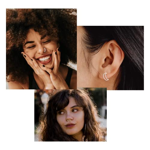GAGABODY Conch Piercing Double Open Stack with CZ 16 Gauge Hoop Earrings 18g Septum Jewelry 20g Septum Ring Daith Earrings 316L Surgical Steel Lip Rings Helix Rook Cartilage Earrings Hoop - color: Style9:Silver+Double Hoop CZ