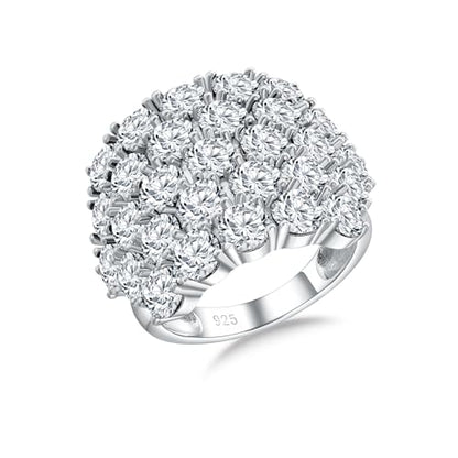 925 Sterling Silver Pave Birthstone Chunky Statement Rings for Women Men | 14K Gold Plated/Silver Large Dome Ring Birthday Cocktail Jewelry,Size 6 to 10(with Gift Box) - color: 04-Cubic Zirconia-Apr.