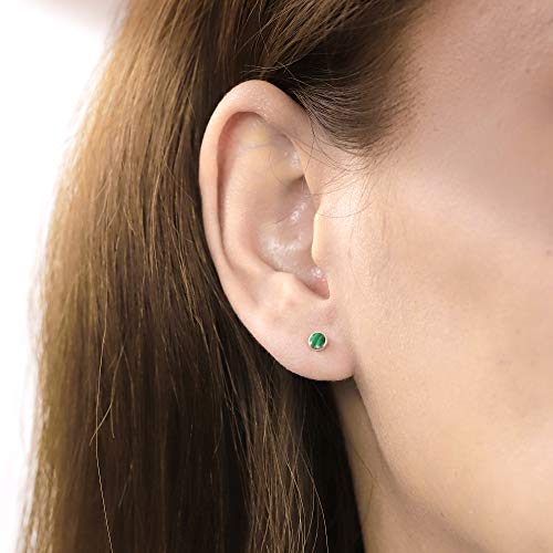 Boma Jewelry Sterling Silver Mini Circle Stud Earrings - color: Malachite