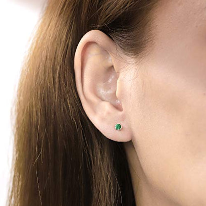 Boma Jewelry Sterling Silver Mini Circle Stud Earrings - color: Malachite