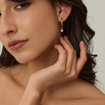 ARSIS Heart Charm Huggie Hoop Earrings for Women, Dainty 18K Gold Plated Heart Drop Hoops with CZ, Hypoallergenic, 925 Sterling Silver Posts, Tarnish-Free, Lightweight Jewelry Gift for Her - color: Gold