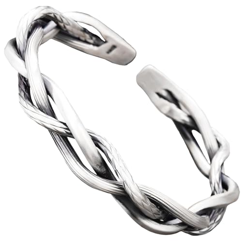 925 Sterling Silver Bangles For Women Handmade Silver Bangles Open Adjustable Bangle Bracelets For Women Silver Open Cuff Bracelets Stackable Wrap Bangles Festival Jewelry Gifts - color: Style 12